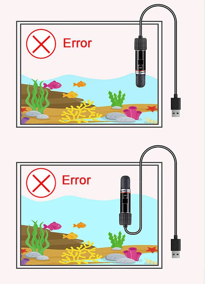 USB Mini Aquarium Heating Rod – 10W 26°C Submersible Thermostat Heater for Small Fish Tanks &amp; Pet Water Dispensers [Quartz Explosion-Proof Design | 5V2A Power Supply | 1.2m Cable - One-Sake.com