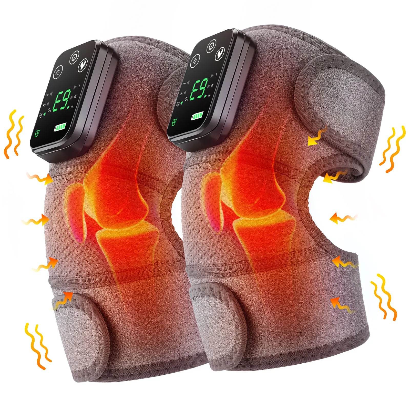 Electric Heated Vibration Knee Massage Physiotherapy Pad 3 in 1 Massager for Shoulder Elbow Hot Compress Pain Relief - One-Sake.com