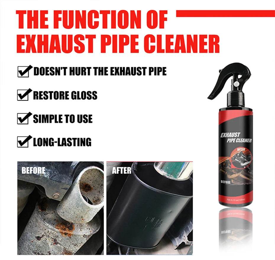 SEAMETAL Exhaust Pipe Cleaner &amp; Rust Remover Kit – 30/120ml Motorcycle/Car Chrome Shine Restorer with Gloves, Brush &amp; Sponge | Non-Damaging Formula for Exhaust Maintenance - One-Sake.com