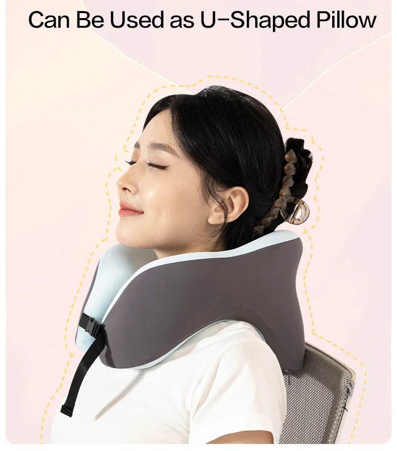 Travel Neck Pillow Memory Foam U-shaped Pillow Snail Style Travel Neck Support Portable Adjustable Soft Noon Break Sleep Pillows - One-Sake.com