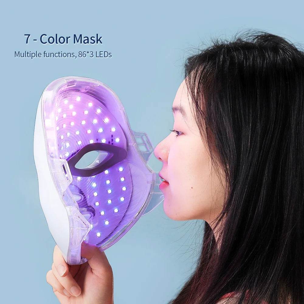 7 Colors Photon Facial LED Mask Red Light Therapy Anti Aging Face Neck Beauty Mask Relaxation Treatment Anti-Wrinkle Skin Care - One-Sake.com