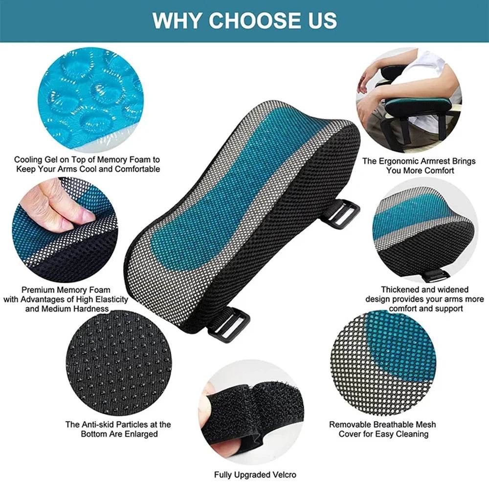 Office Chair Armrest Pad Elbow Pillow Comfortable Support Cushion Memory Foam Inner Core Sofa Cushion For Home Office Game Chair - One-Sake.com
