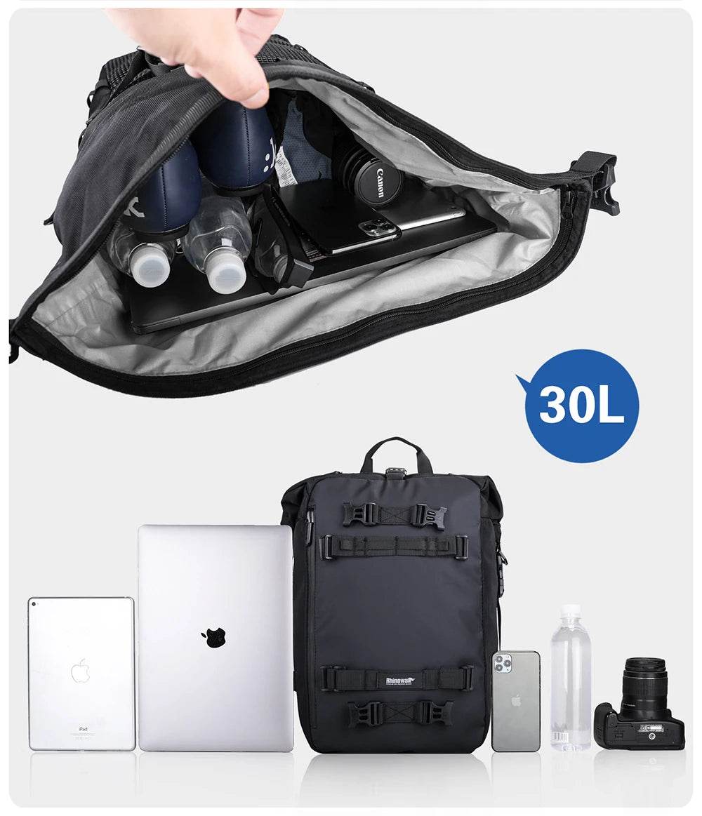 Universal Waterproof Motorcycle Back Seat Bag - 10/20/30L Multifunctional Saddle Bag & Cycling Backpack Combo - One-Sake.com