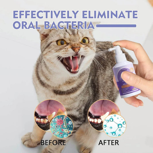 50ml Pet Oral Cleanse Spray – Dog &amp; Cat Teeth Cleaner with Deodorant for Bad Breath &amp; Tartar Removal (Natural Formula for Dogs, Cats, Kittens) - One-Sake.com
