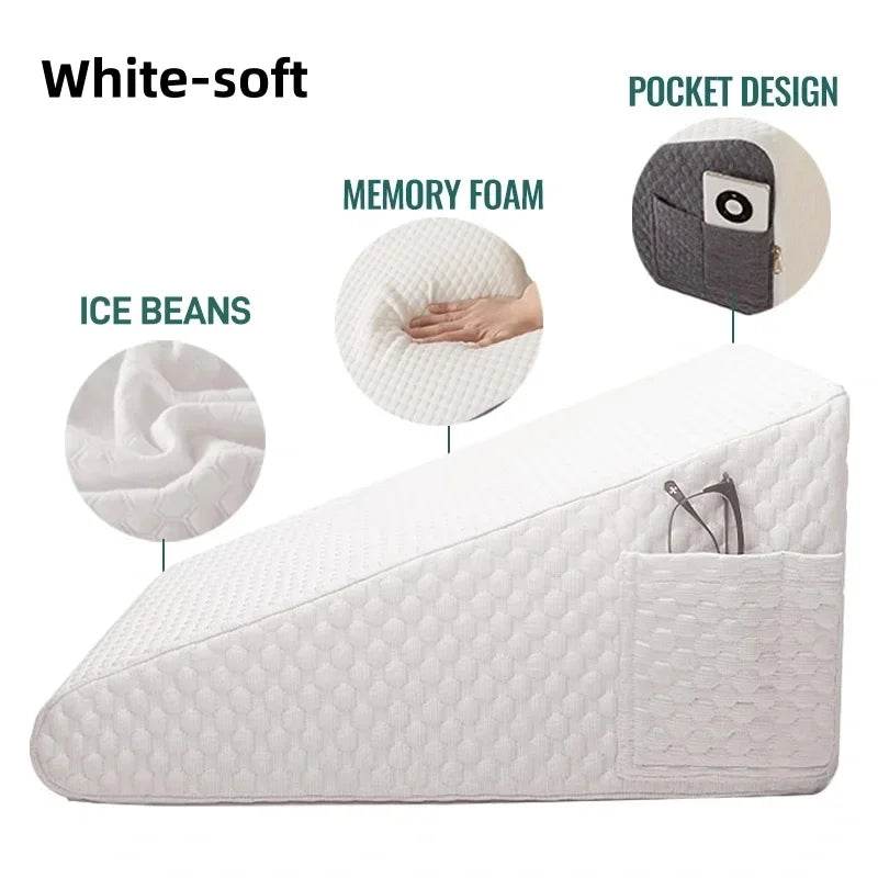 2 Pcs Memory Foam Bed Wedge Pillow/Neck Pillow For Back, Leg, And Knee - Triangle Pillow With Removable Cover - One-Sake.com