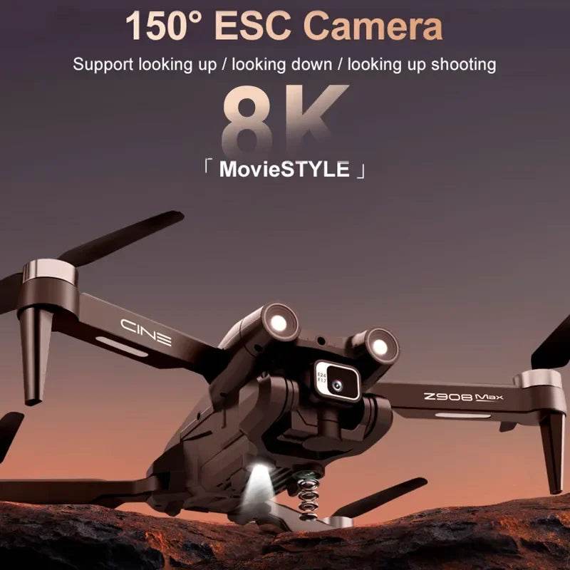 Z908 Pro Max GPS Drone – 8K HD Dual Camera Brushless Quadcopter with Optical Flow, 9000M RC Range &amp; Foldable Design [Smart Flight Modes | Long-Range RC Drone | Obstacle Avoidance Technology] - One-Sake.com