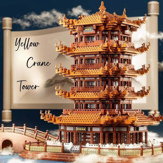 Building blocks Yellow crane Tower boys building series giant assembly picture educational toy girl series - One-Sake.com