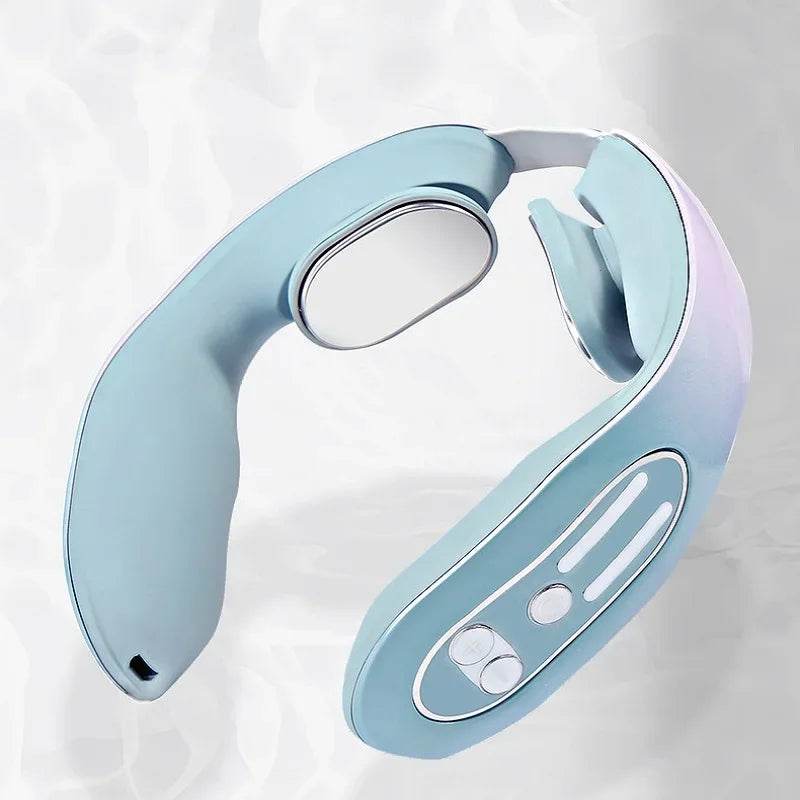Neck Massager with Heat & 12 Intensity Levels – Microcurrent Pulse Therapy for Cervical Pain Relief & Relaxation - One-Sake.com