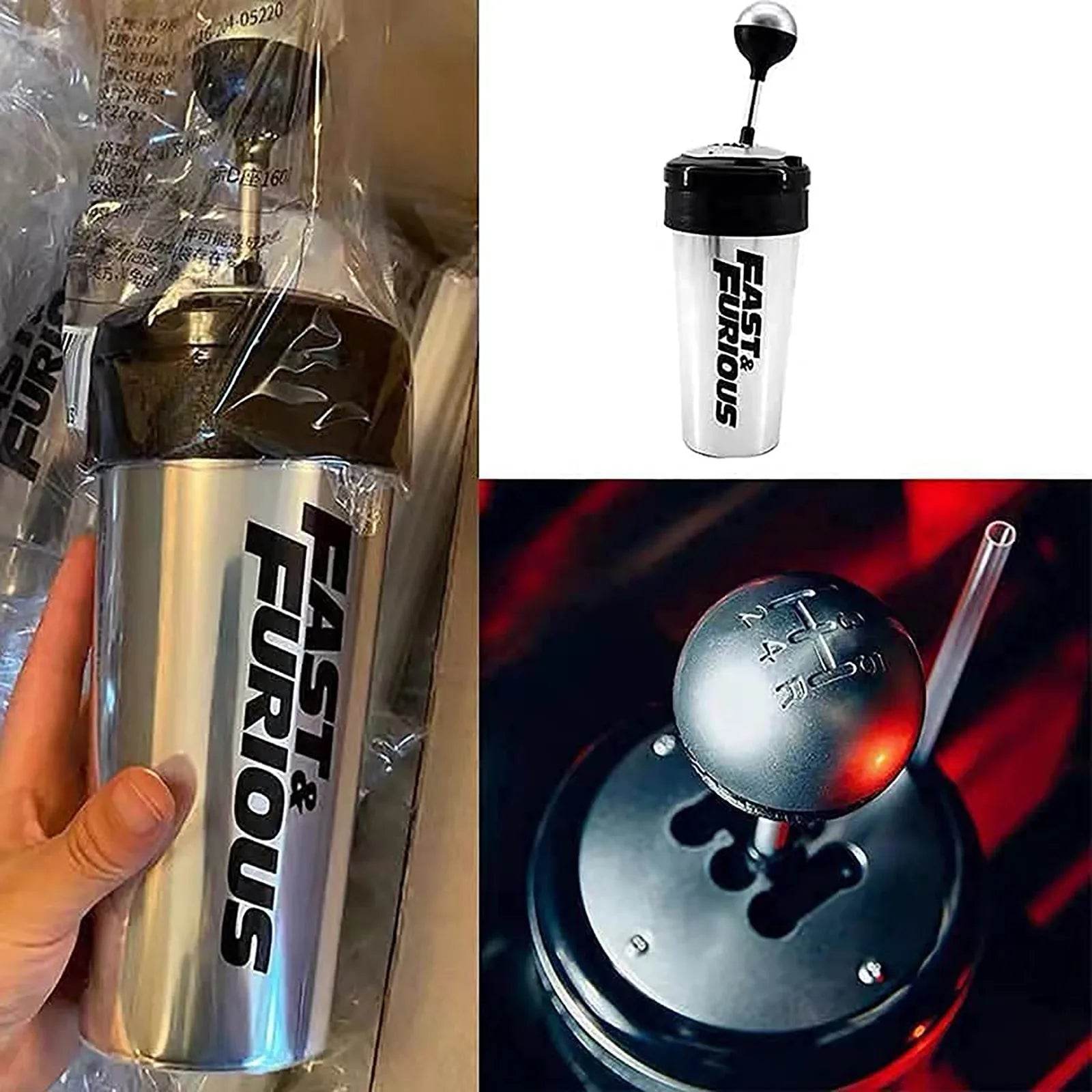 650ml Fast & Furious 9 Gear Lever Water Bottle – Rocker Shift Style Cup with Straw & Lid, Perfect Creative Gift - One-Sake.com
