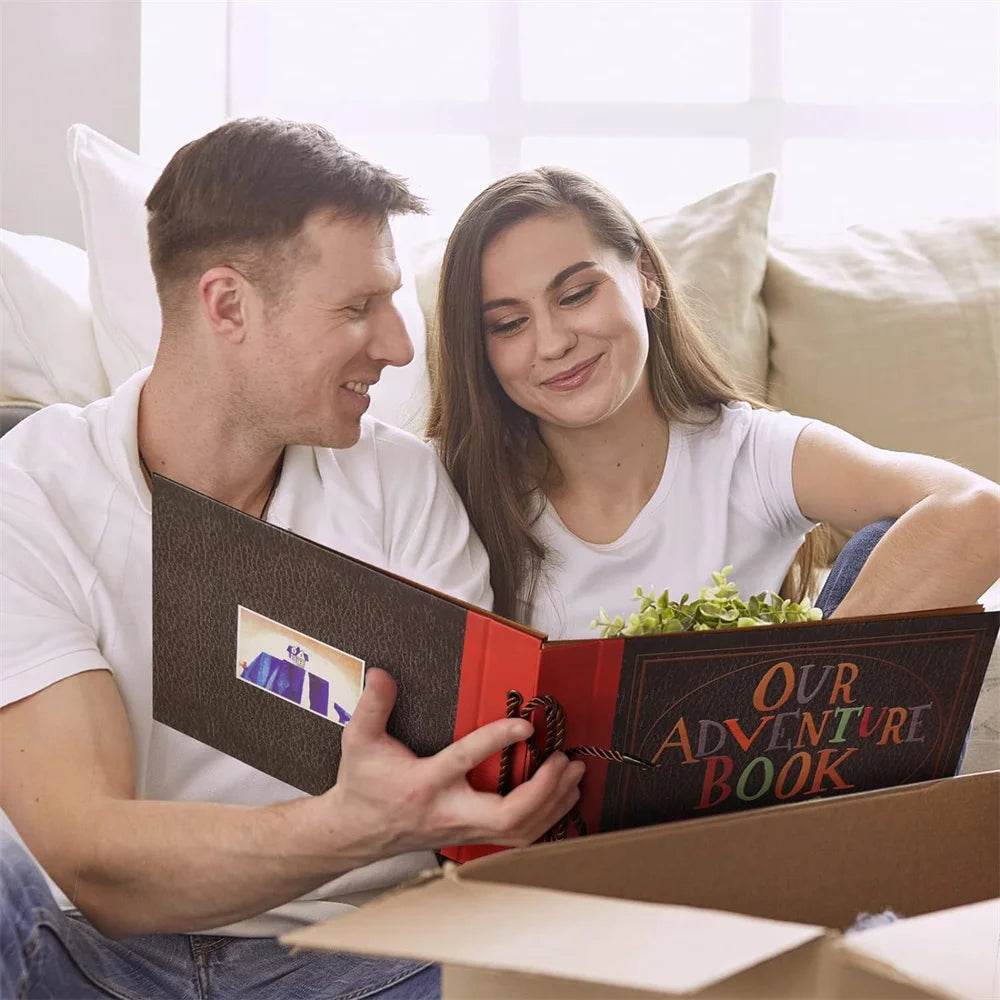 40-Page DIY Adventure Album – Handmade Kraft Scrapbook for Wedding, Anniversary &amp; Travel Memories | Vintage-Style Photo Album with Pocket &amp; Ribbon Bookmark - One-Sake.com