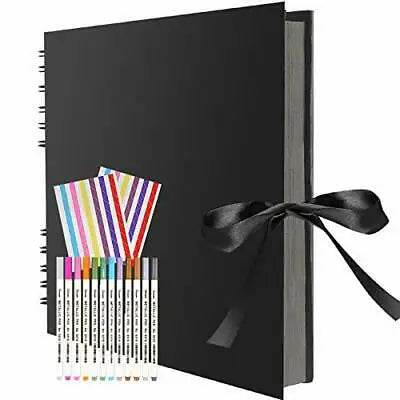 ZK20 DIY Kraft Memory Book – 80-Page Blank Scrapbook Album with Ribbon Closure | Wedding Guestbook, Anniversary Gift, Travel Diary &amp; Family Photo Album - One-Sake.com