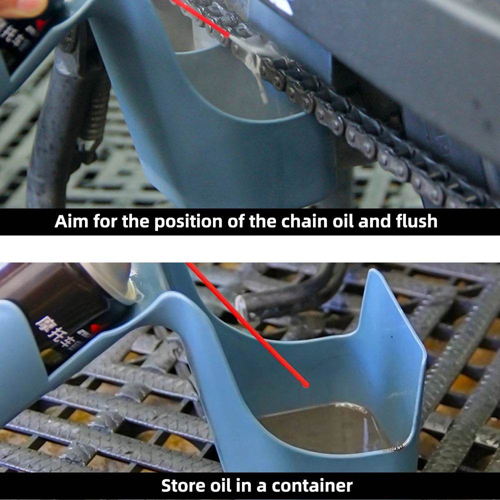 Motorcycle Chain Oil Storage Tool – Splash-Proof Chain Cleaning Oil Box with ABS Material &amp; Leak-Resistant Design for Motorbike, Bicycle, Scooter &amp; ATV Maintenance - One-Sake.com