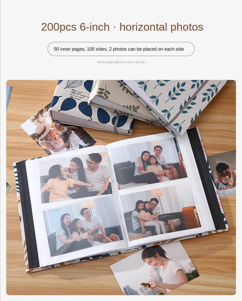 200-Sheet 6-Inch Fabric Photo Album – Creative Interleaf Design Family Memory Book for Children Growth, Weddings &amp; Memorial Keepsakes | Large Capacity Fabric Scrapbook - One-Sake.com