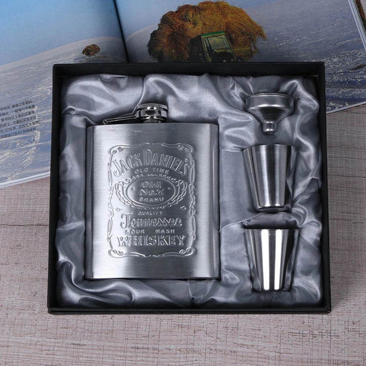 8oz Stainless Steel Hip Flask Set with Cups – Perfect Gift for Weddings, Parties & Special Occasions - One-Sake.com