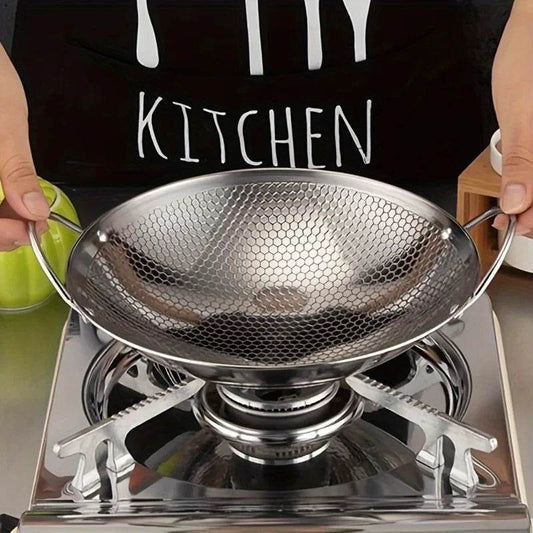 29cm Stainless Steel Honeycomb Skillet – Non-Stick, Scratch-Resistant Pan for Frying, Pasta, Steak & More - One-Sake.com
