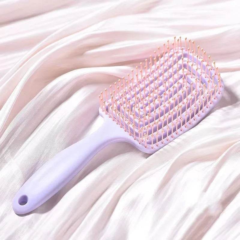 1Pcs Elastic Massage Comb Hollow Out Hair Brush Scalp Massage Combs Hair Styling Detangler Fast Blow Drying Detangling Tool - One-Sake.com