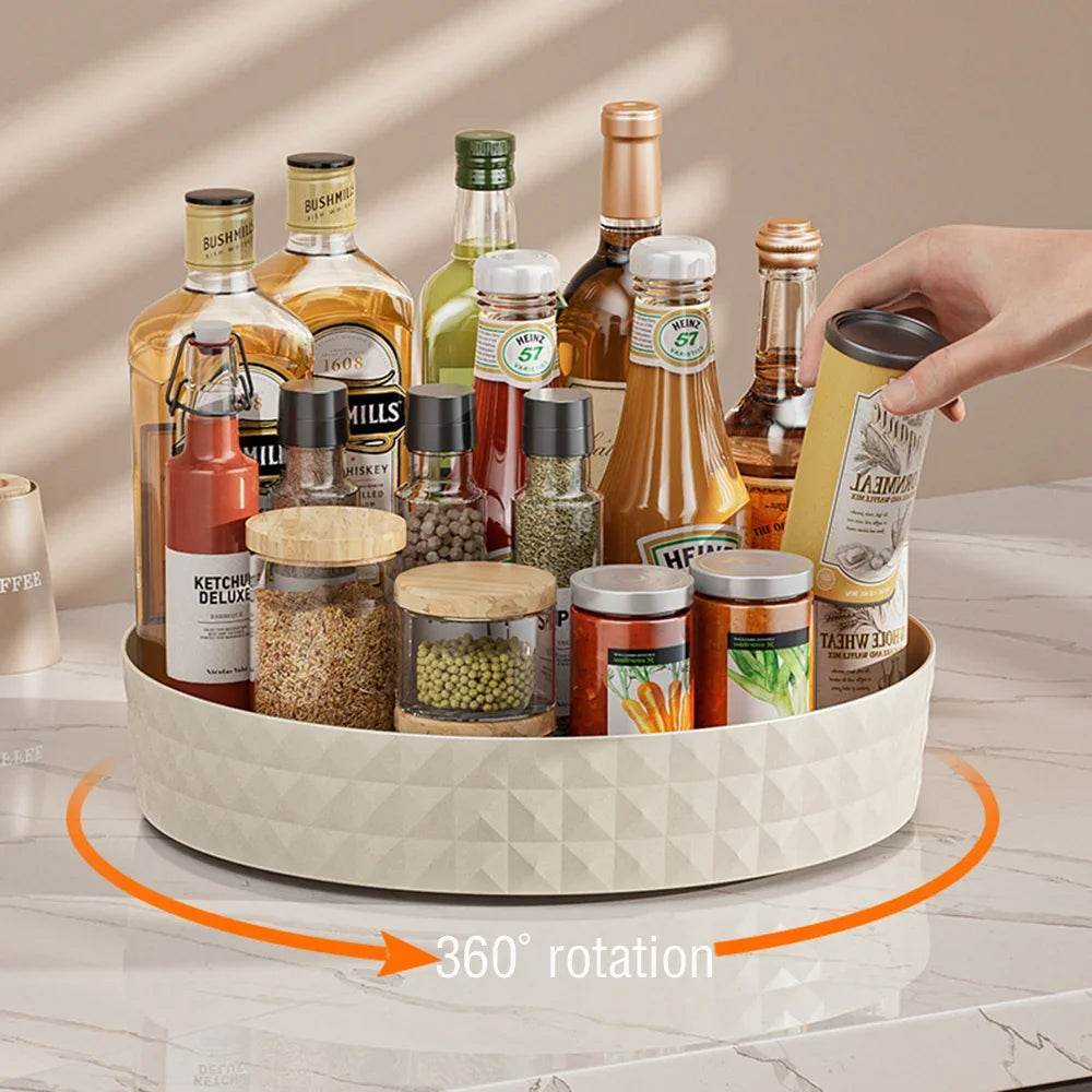360° Rotating Seasoning Rack – Non-Slip Kitchen Spice Organizer & Multi-Purpose Storage Tray - One-Sake.com