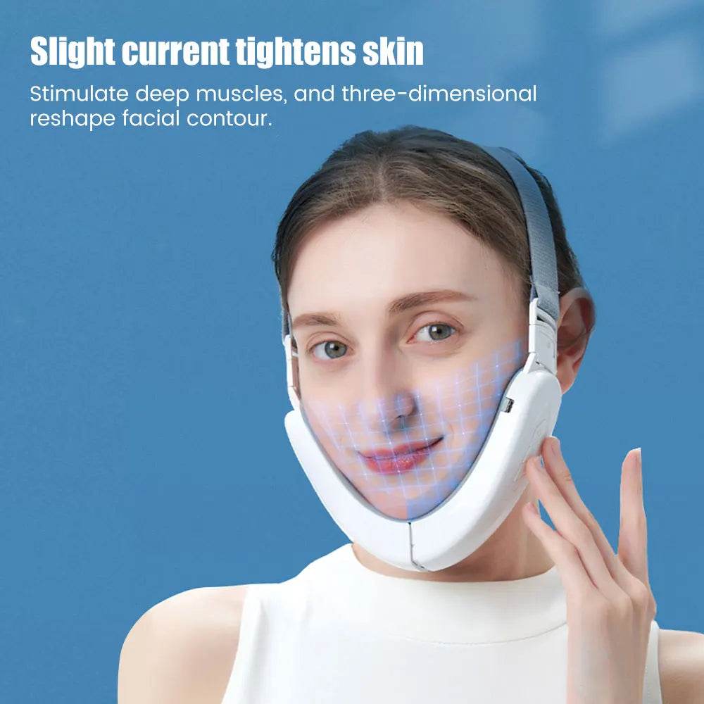 Electric V-Face Lift Device – LED Photon Therapy, EMS Microcurrent & Skin Tightening for Double Chin Removal & Wrinkle Reduction - One-Sake.com