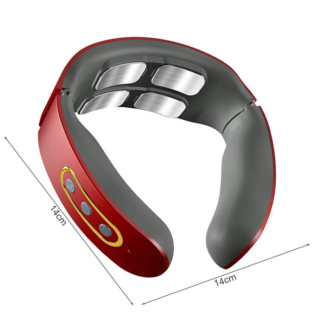 4-Head Electric Neck & Shoulder Massager – TENS Magnetic Pulse, Heat Therapy & 6 Modes for Cervical Pain Relief - One-Sake.com
