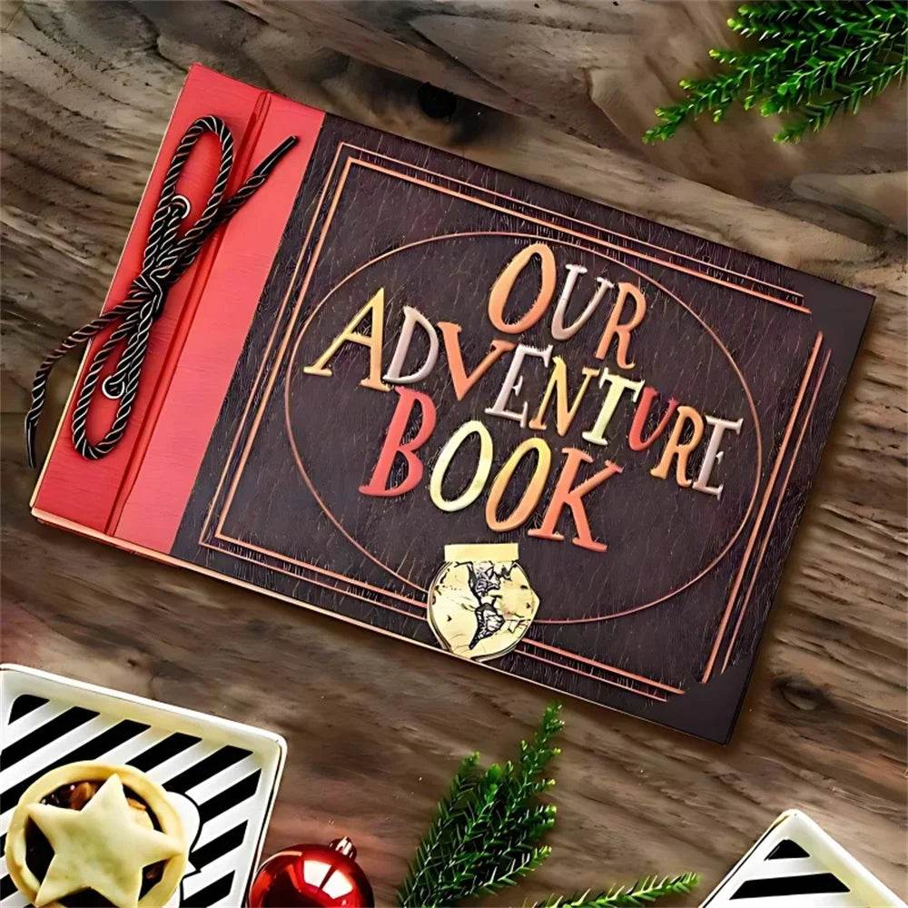 40-Page DIY Adventure Album – Handmade Kraft Scrapbook for Wedding, Anniversary &amp; Travel Memories | Vintage-Style Photo Album with Pocket &amp; Ribbon Bookmark - One-Sake.com