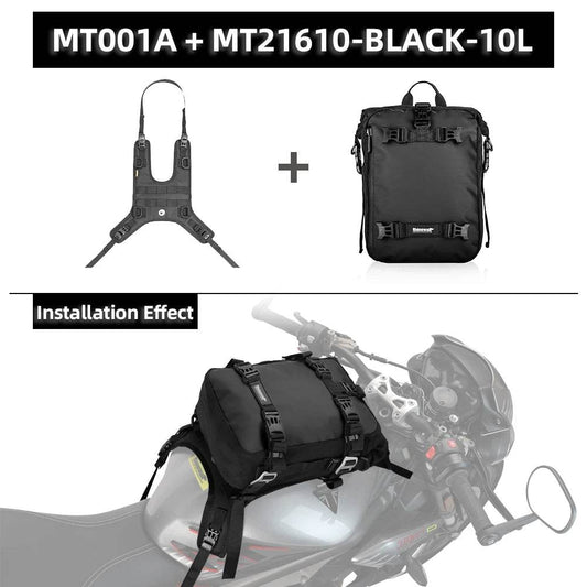 Rhinowalk 10L Universal Motorcycle Tank Bag Set - Waterproof Riding Pack with Base, Convertible Shoulder & Saddle Bags for Outdoor Travel - One-Sake.com