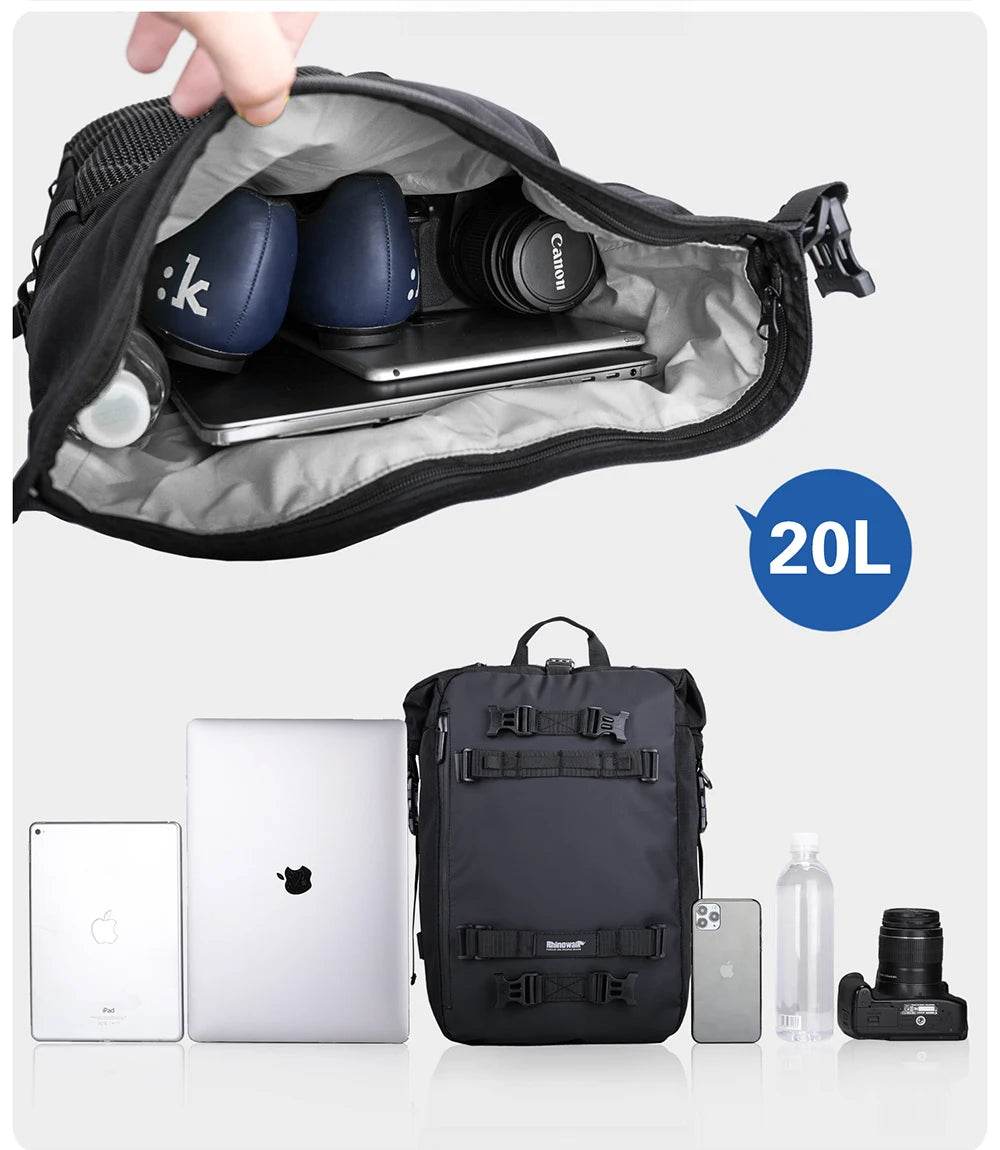 Universal Waterproof Motorcycle Back Seat Bag - 10/20/30L Multifunctional Saddle Bag & Cycling Backpack Combo - One-Sake.com