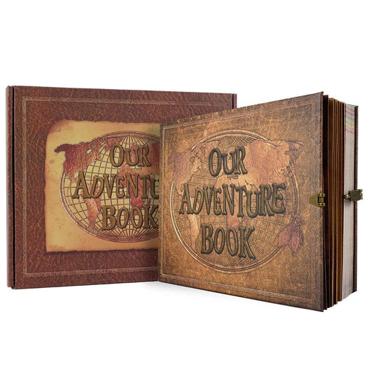 180-Page DIY Travel Photo Album Scrapbook – Leather-Bound 'Our Adventure Book' for Wedding, Anniversary &amp; Family Memories | Thick Kraft Paper with 3D Embossed Cover - One-Sake.com
