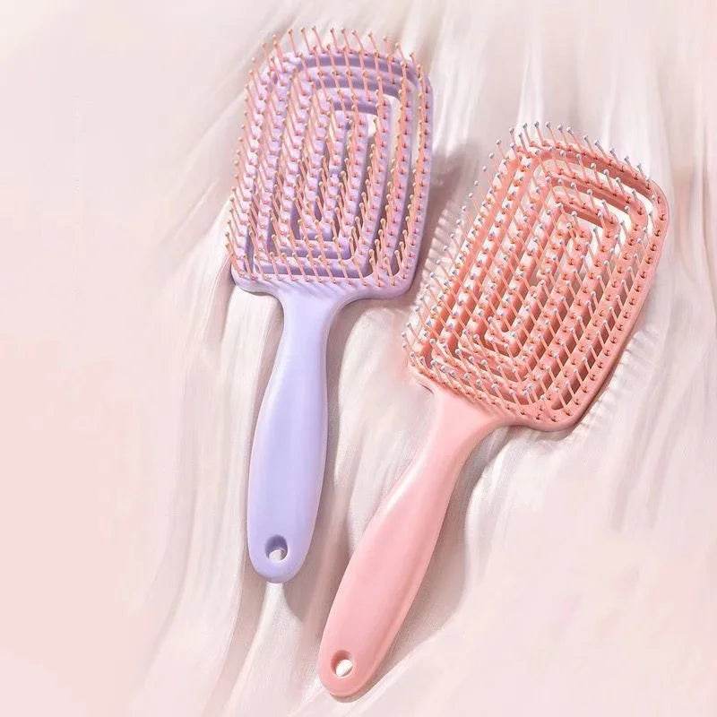 1Pcs Elastic Massage Comb Hollow Out Hair Brush Scalp Massage Combs Hair Styling Detangler Fast Blow Drying Detangling Tool - One-Sake.com