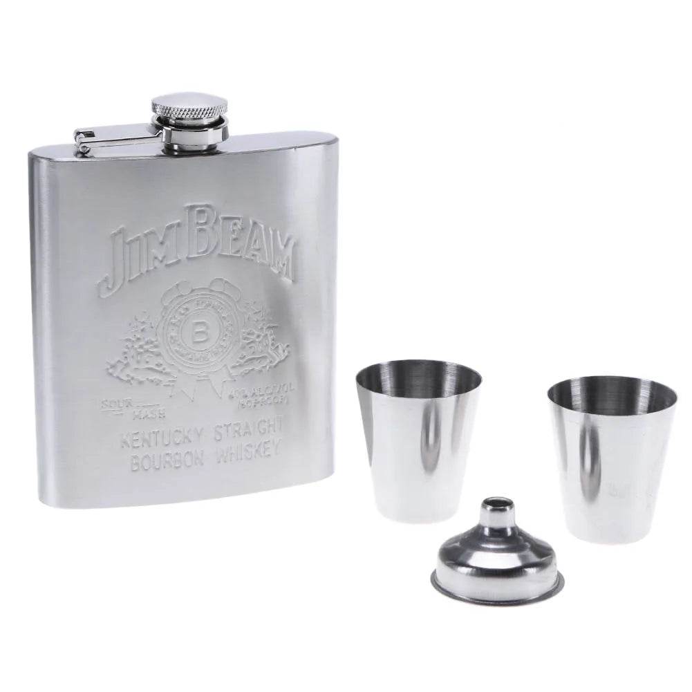 8oz Stainless Steel Hip Flask Set with Cups – Perfect Gift for Weddings, Parties & Special Occasions - One-Sake.com