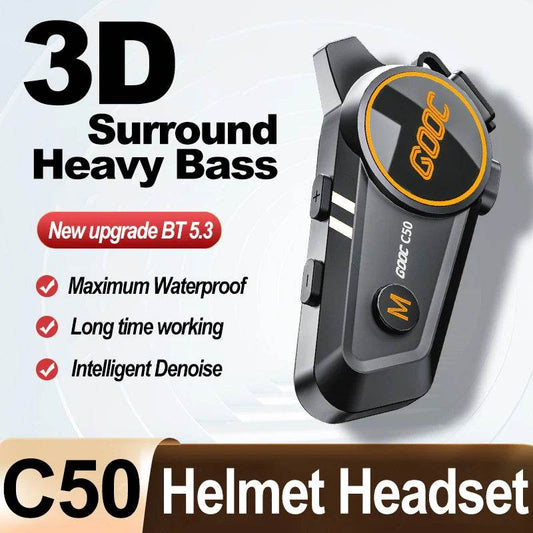 3D Surround Heavy Bass Bluetooth Motorcycle Helmet Headset IPX7 Waterproof with Ambient Lights - One-Sake.com