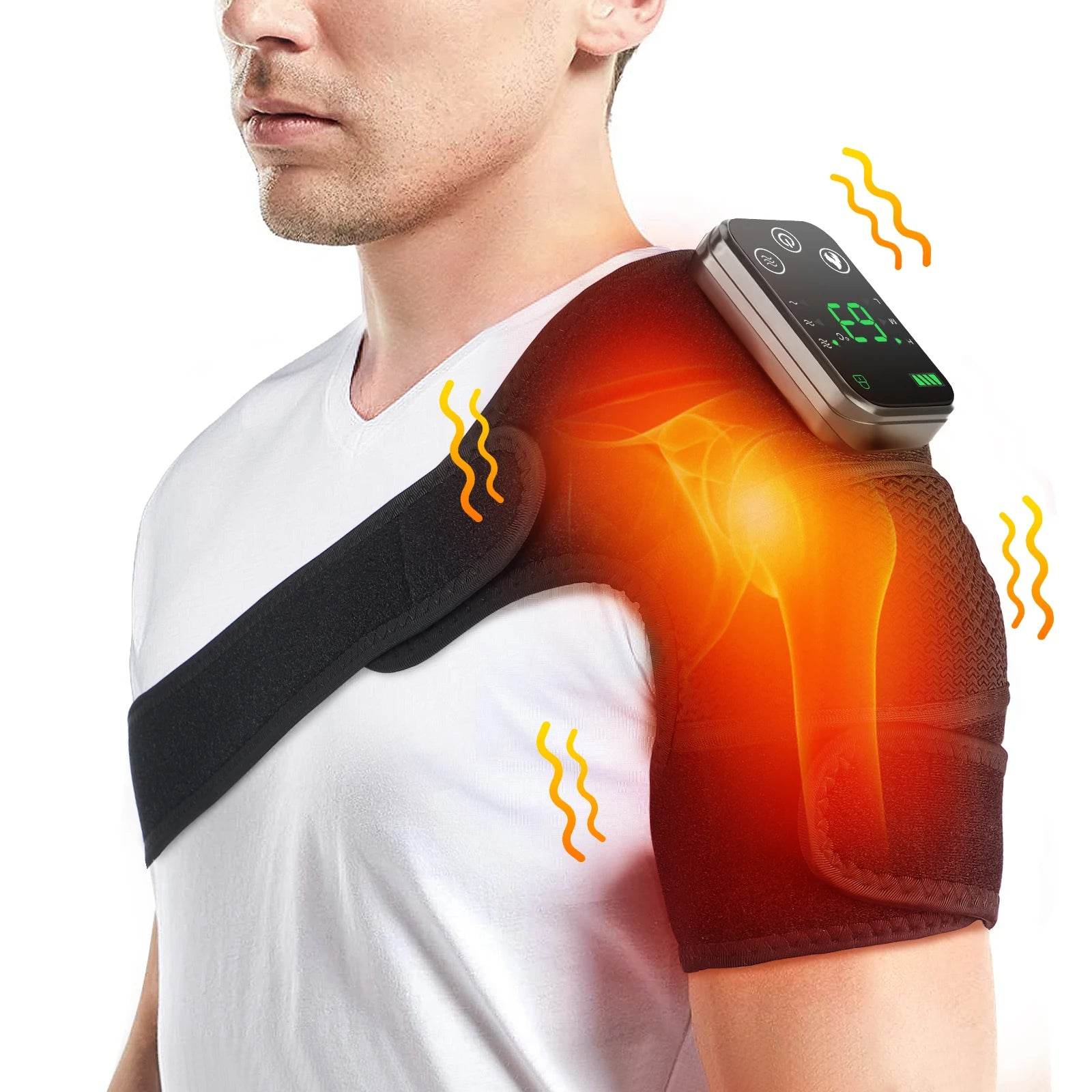 Electric Heated Vibration Knee Massage Physiotherapy Pad 3 in 1 Massager for Shoulder Elbow Hot Compress Pain Relief - One-Sake.com