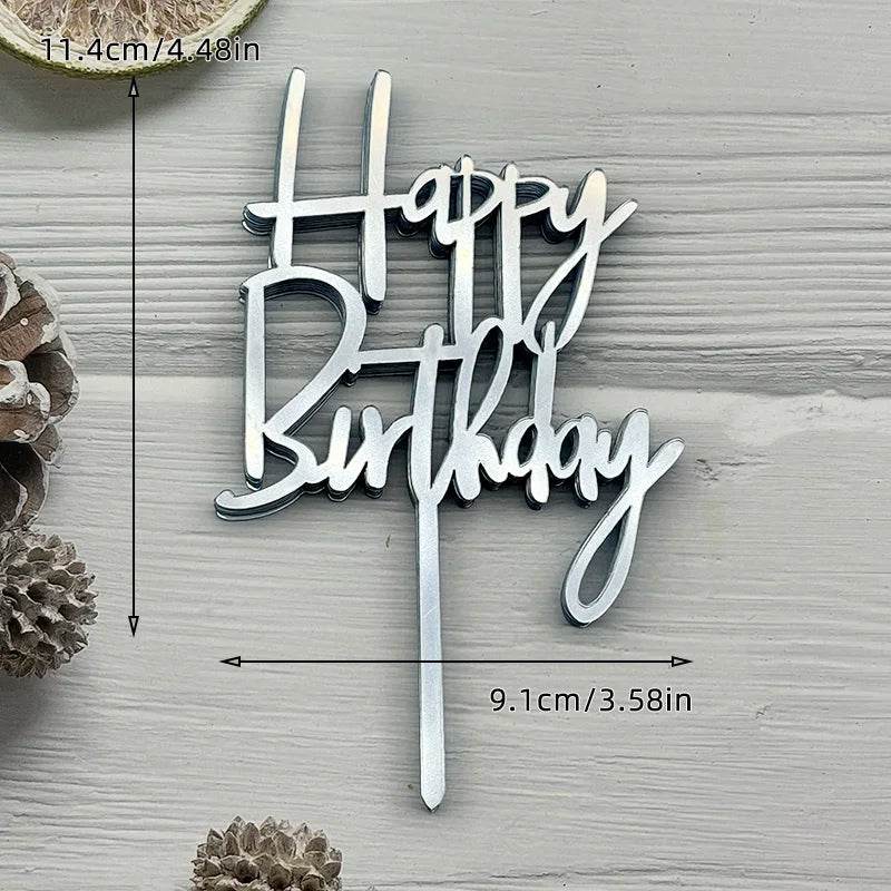 10 Pcs Acrylic Happy Birthday Cake Toppers – Pink Gold Silver Party Decorations for Kids, Adults, Baby Showers &amp; Weddings - One-Sake.com