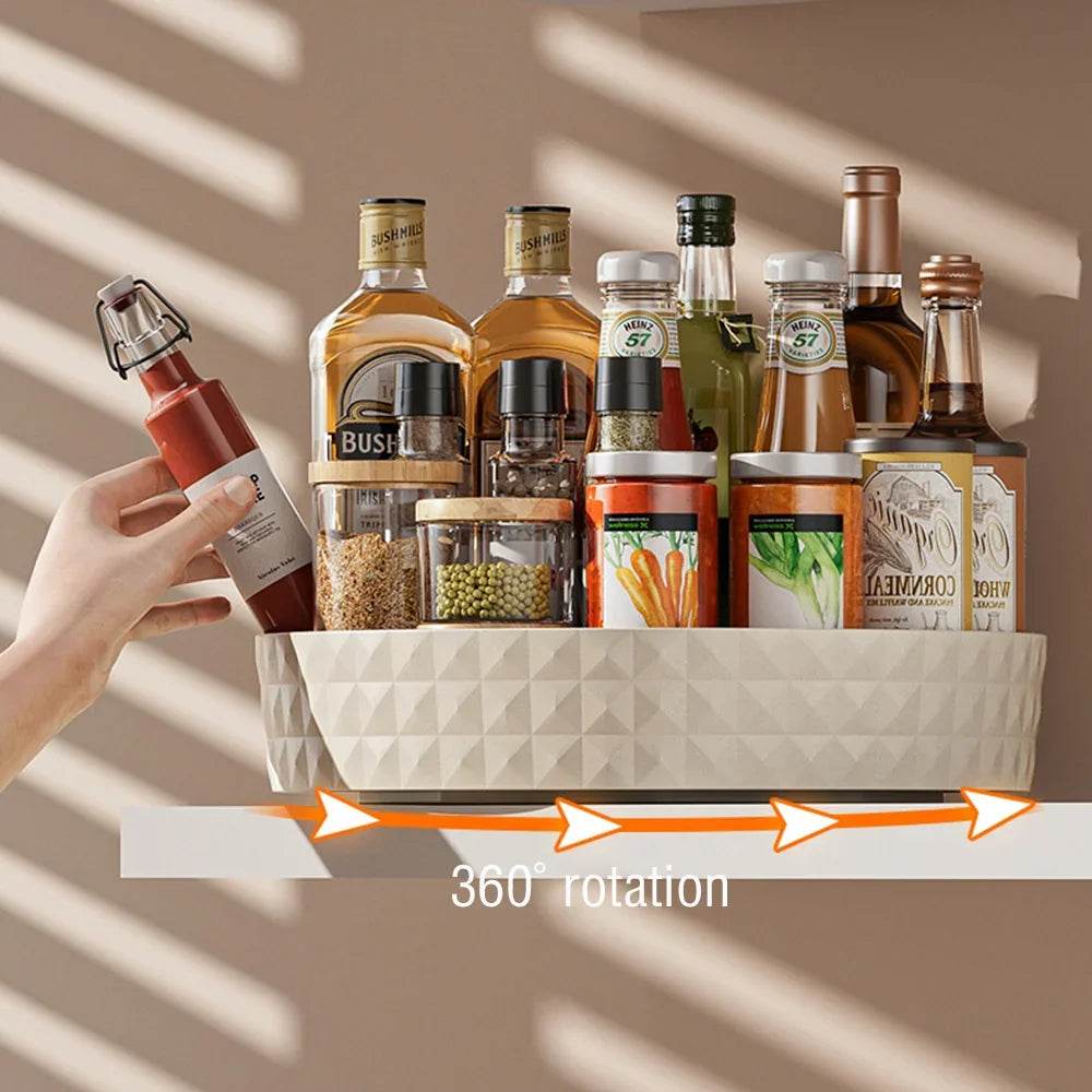 360° Rotating Seasoning Rack – Non-Slip Kitchen Spice Organizer & Multi-Purpose Storage Tray - One-Sake.com