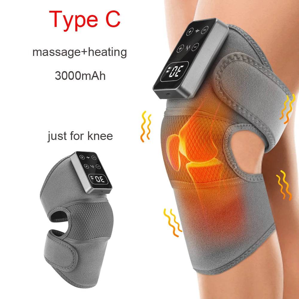Electric Heated Vibration Knee Massage Physiotherapy Pad 3 in 1 Massager for Shoulder Elbow Hot Compress Pain Relief - One-Sake.com