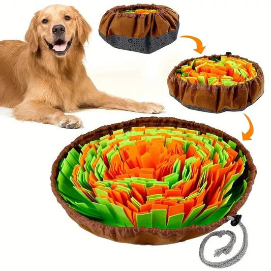 Washable Felt Pet Sniffing Pad – Foldable Dog Slow Feeding Mat &amp; Training Snuff Mat [Interactive Foraging Toy for Mental Stimulation | 100% Non-Toxic Felt | Easy-Clean Pet Enrichment Tool - One-Sake.com