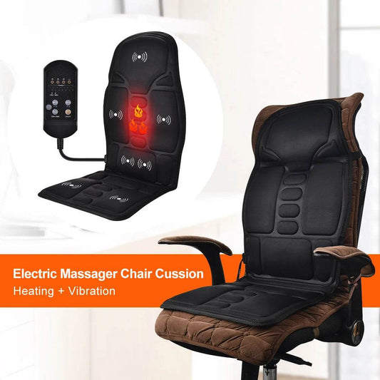 Electric Heating Vibrating Massage Cushion – Cervical Neck &amp; Lumbar Back Massager Pad for Car, Home &amp; Mattress Use [PU Leather Cushion | 12V Portable Seat Pad | Timer &amp; Overheat Protection | 3D Kneading Rollers] - One-Sake.com