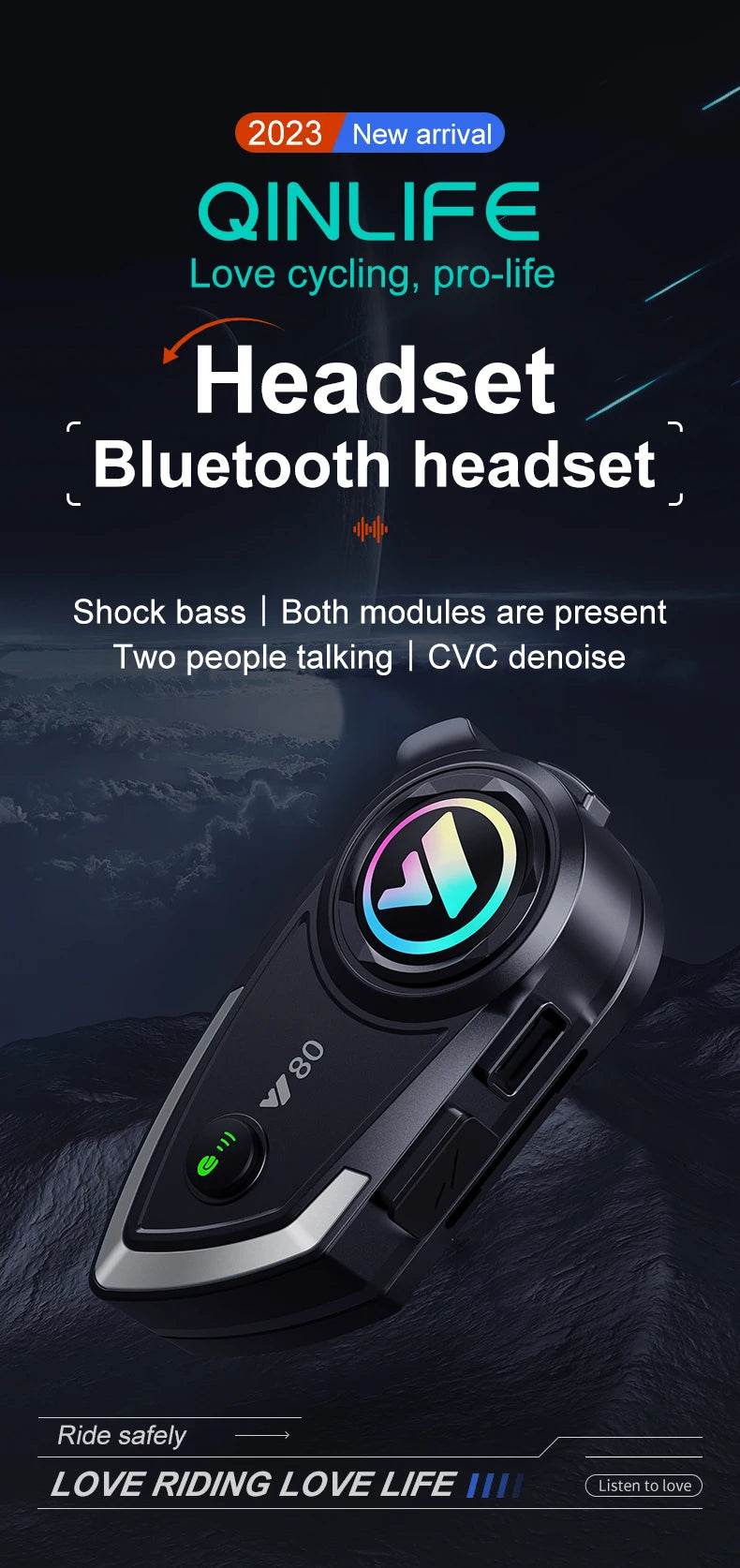 Y80 Bluetooth 5.3 Motorcycle Headset - Hands-Free Calling, Music, and GPS Navigation - One-Sake.com