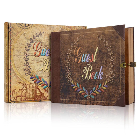 124-Page DIY Handmade Photo Album Scrapbook Kit – Retro Kraft Guest Book for Wedding, Anniversary &amp; Travel Memories | Includes Gift Box, Stickers &amp; Storage Pocket - One-Sake.com