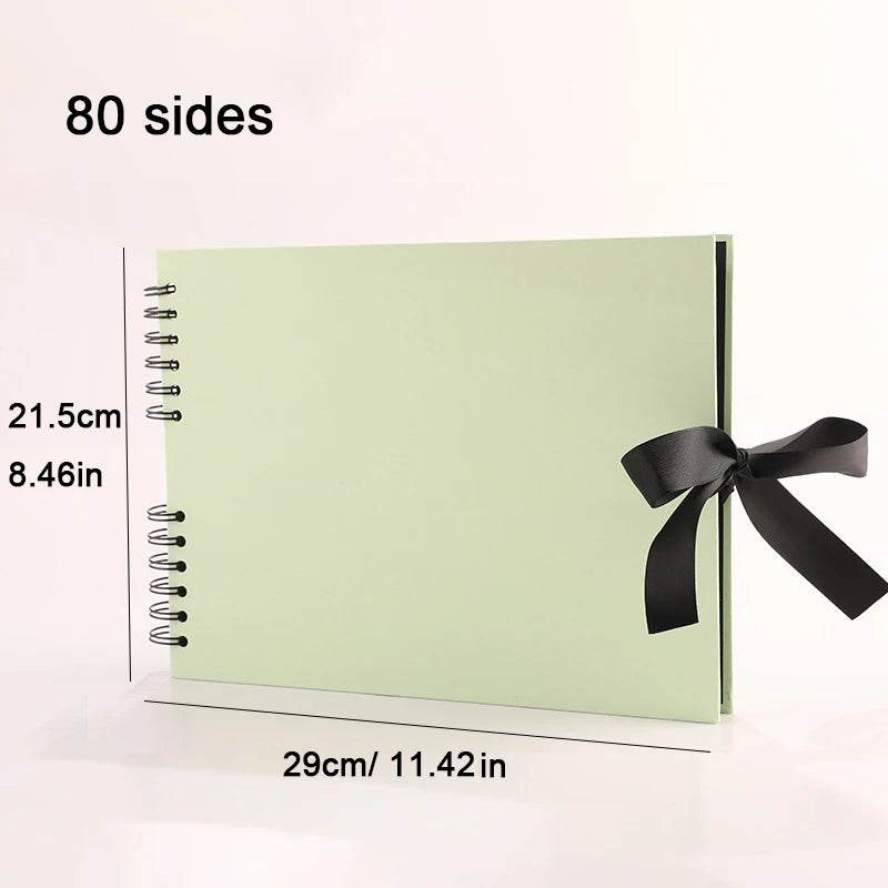 ZK20 DIY Kraft Memory Book – 80-Page Blank Scrapbook Album with Ribbon Closure | Wedding Guestbook, Anniversary Gift, Travel Diary &amp; Family Photo Album - One-Sake.com