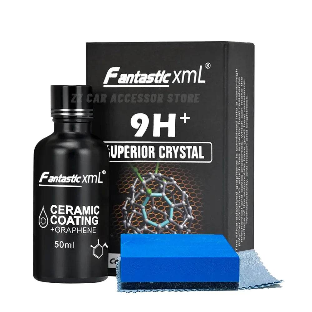 XML 9H+ Nano Ceramic &amp; Graphene Coating – 50ml Hydrophobic Paint Protection for Cars with Heat Resistance, Scratch Defense &amp; Gloss Enhancement [Pro Car Detailing Kit | 9H+ Hardness] - One-Sake.com