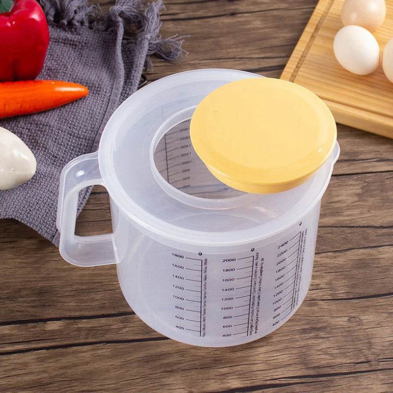 2.5L Large Capacity Measuring Mixing Bowl with Lid – Transparent Kitchen Tool for Baking & Cooking - One-Sake.com