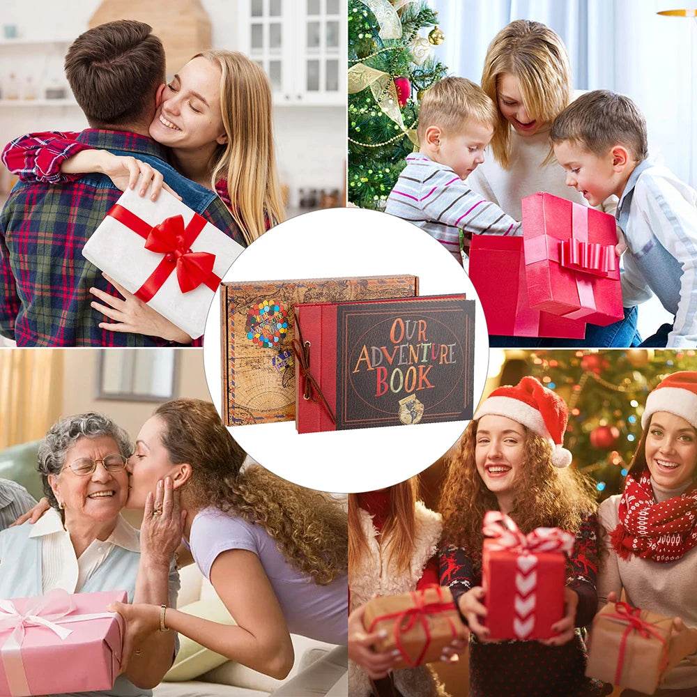 80-Page DIY Adventure Album – Handmade Kraft Scrapbook for Wedding, Anniversary &amp; Travel Memories | Includes 19 Accessories &amp; Gift Box - One-Sake.com