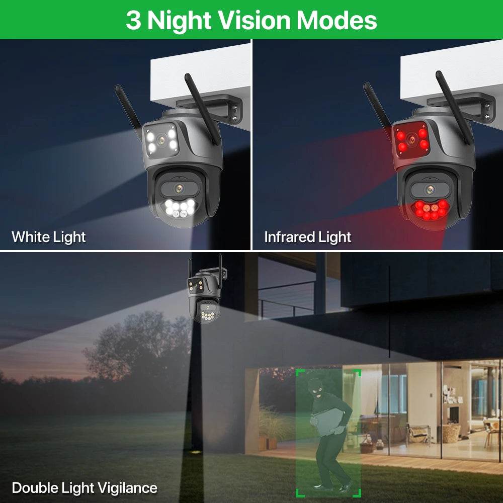 External WiFi PTZ Camera Dual Lens 4K 8MP HD – Outdoor IP Security Camera with Auto Tracking, Full Color Night Vision &amp; IP66 Waterproof [iCSee P2P Remote Monitoring | 2-Way Audio | SD Card &amp; Cloud Storage] - One-Sake.com
