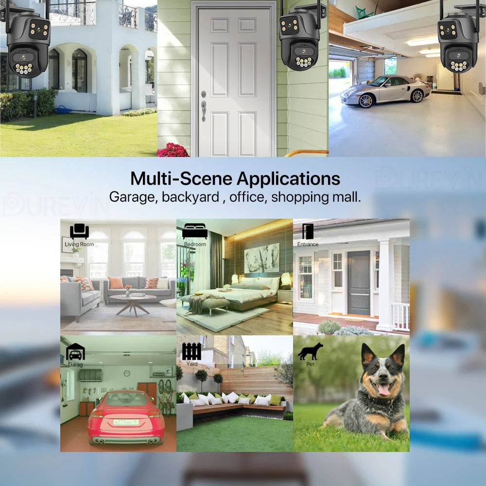 External WiFi PTZ Camera Dual Lens 4K 8MP HD – Outdoor IP Security Camera with Auto Tracking, Full Color Night Vision &amp; IP66 Waterproof [iCSee P2P Remote Monitoring | 2-Way Audio | SD Card &amp; Cloud Storage] - One-Sake.com