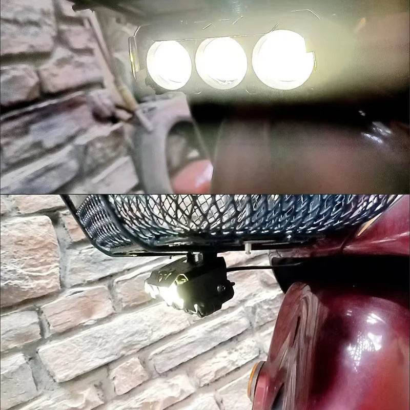 Dual-Color Motorcycle LED Spotlights – Hi/Low Beam Fog Lights, IP68 Waterproof, 1800LM Brightness for Cars, Trucks & SUVs - One-Sake.com