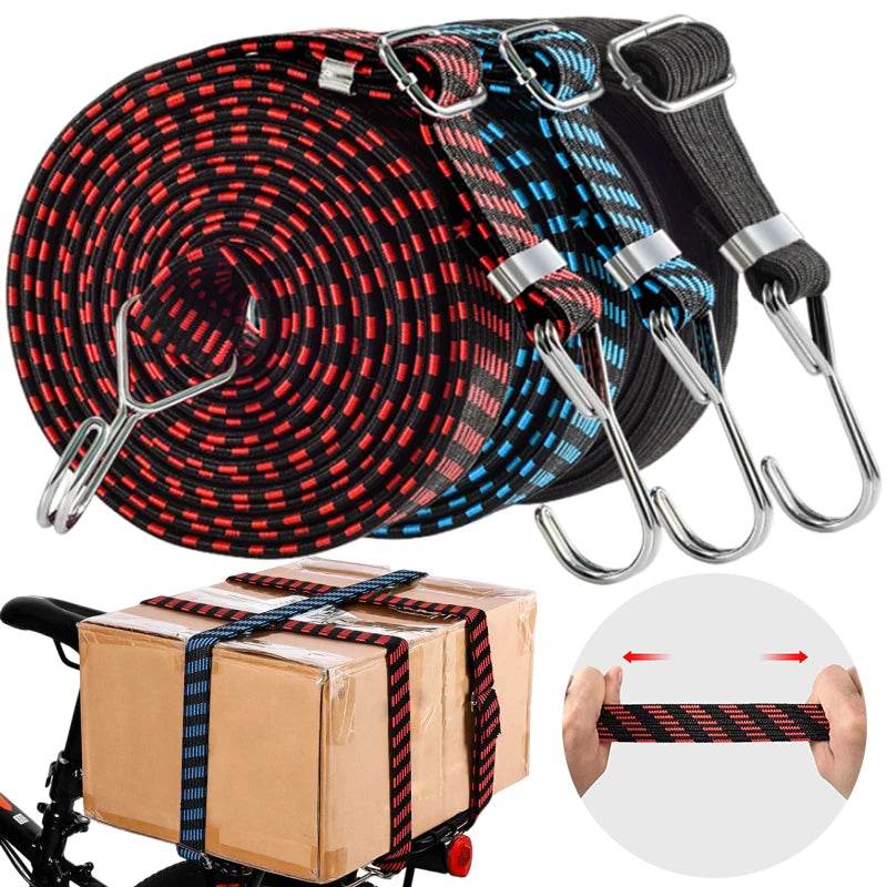 Elastic Motorcycle Luggage Straps with Hooks – Durable Rubber Tie-Downs for Bikes, Cars & Roof Racks - One-Sake.com