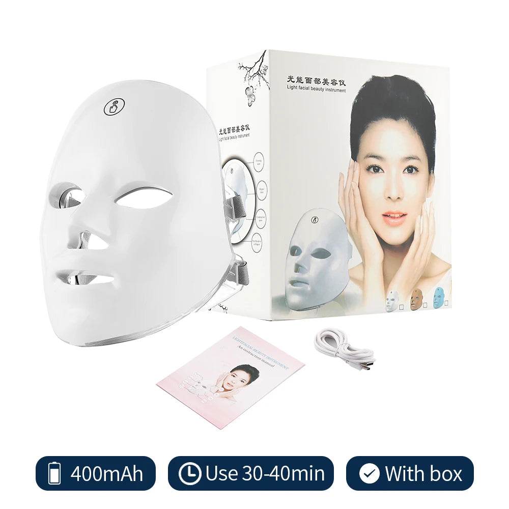 7 Colors Photon Facial LED Mask Red Light Therapy Anti Aging Face Neck Beauty Mask Relaxation Treatment Anti-Wrinkle Skin Care - One-Sake.com