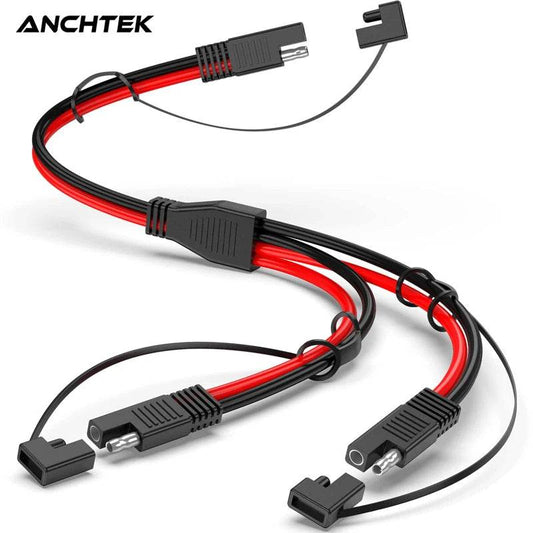 Anchtek 10AWG SAE Extension Cable - 1 to 2 SAE Adapter for Solar Panel & Battery Charger, Durable DC Power Automotive Cable - One-Sake.com