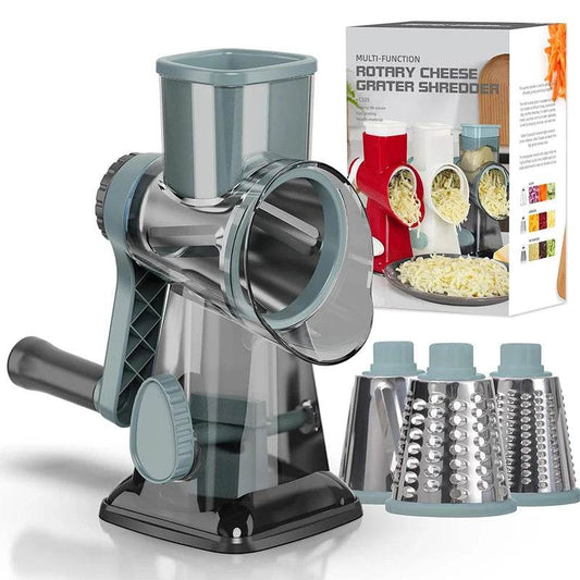 3-in-1 Rotary Cheese Grater – Manual Vegetable Slicer & Nut Grinder for Kitchen Efficiency! - One-Sake.com
