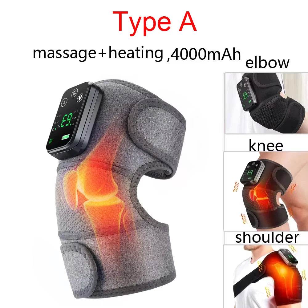 Electric Heated Vibration Knee Massage Physiotherapy Pad 3 in 1 Massager for Shoulder Elbow Hot Compress Pain Relief - One-Sake.com